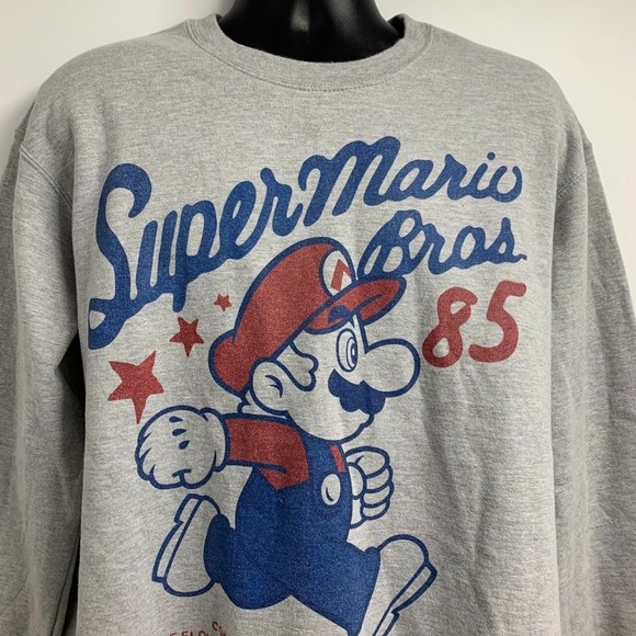 Nintendo Men's Super Mario Bros 85 Crew Neck Long Sleeve Cotton Sweatshirt SZ XL - Picture 4 of 13